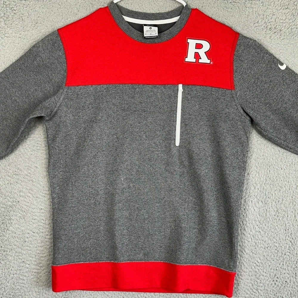 Rutgers Scarlet Knights Nike Sweatshirt Mens Medium Grey Red Colorblock Crewneck